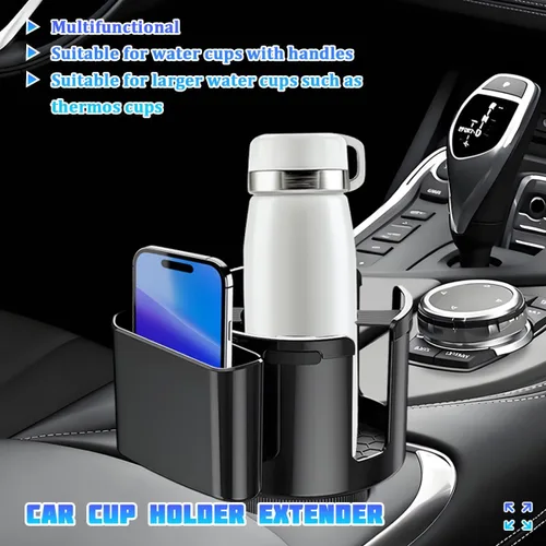 Miniatura 5 de Expansor de portavasos para automóvil, adaptador multifuncional 2 en 1 para vasos de bebidas con base ajustable, soporte para botella de agua