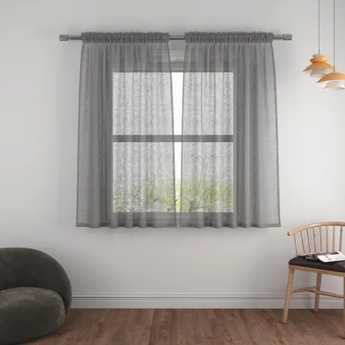 Miniatura 99 de UPOPO Paneles de Cortina Beige Pequeños Cortinas Transparentes de Gasa de 16 Pulgadas de Largo Cortinas de Cocina de Voile con Textura de Lino