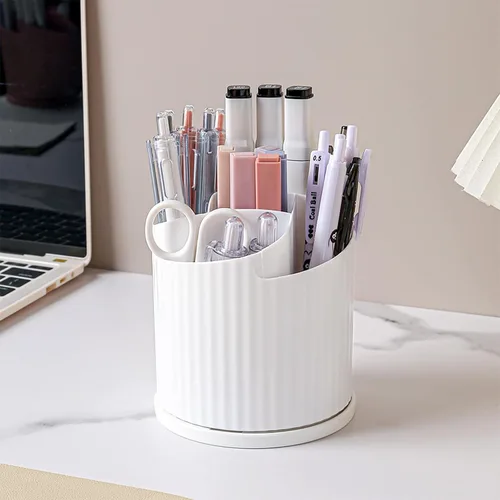 Miniatura 5 de Anyoifax Organizador Giratorio de 360 Grados para Brochas de Maquillaje con 5 Ranuras, Portabrochas de Maquillaje en Forma de Flor Blanco