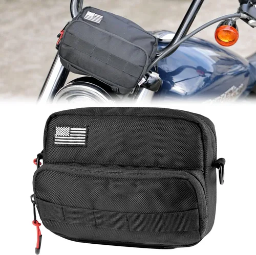 Miniatura 9 de KEMIMOTO Bolsa para manillar de motocicleta con cubierta impermeable, bolsa universal para bicicleta, bolsa de herramientas para manillar compatible