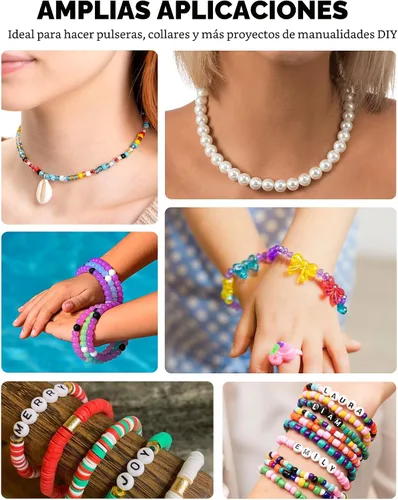 Miniatura 6 de 6 Rollos FIVEIZERO Cordón Elástico para Pulseras, 0.4mm, 0.5mm, 0.6mm, 0.7mm, 0.8mm, 1mm Hilo Elástico Transparente de Cristal para Pulseras