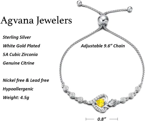 Miniatura 6 de AGVANA Birthstone Bracelet Christmas Gifts for Women Sterling Silver Genuine or Created Gemstone Tennis Bracelet Rose Flower Heart Jewelry