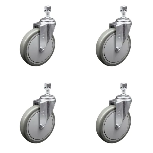 Miniatura 14 de Rueda giratoria de poliuretano con vástago roscado con rueda gris de 3 x 1.25 pulgadas y vástago de 1/2 pulgada - Capacidad de 300 libras/ruedas
