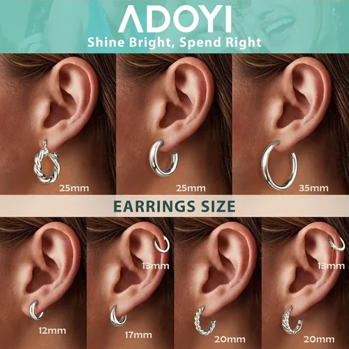 Miniatura 7 de Adoyi - Juego de aretes de oro para mujeres, aretes trenzados de oro, chapados en 14 quilates, para niñas, como regalo.