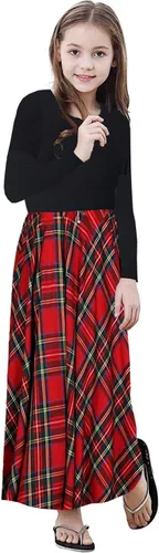 Miniatura 2 de KYMIDY - Vestido largo para niña, casual, a cuadros estilo Buffalo, de manga larga, con bolsillos (para niñas de 6 a 14 años)