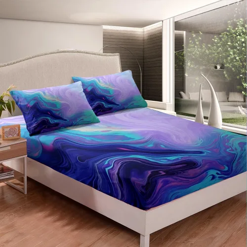 Miniatura 10 de Juego de ropa de cama ajustable con diseño de notas musicales rojo y azul, juego de sábanas para niños, mujeres y hombres, decoración de habitación
