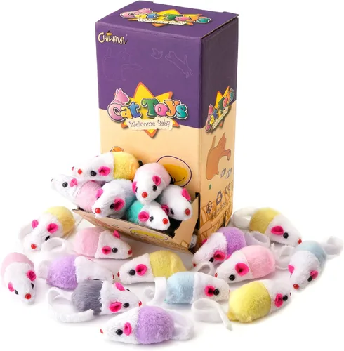 Miniatura 3 de CHIWAVA Paquete de 36 ratones interactivos pequeños de 1.8 pulgadas con sonajero de hierba gatera para gatos