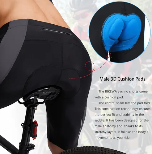 Miniatura 4 de Bikewa - Pantalones cortos de ciclismo para hombre, con acolchado 3D, para ciclismo de carretera o ciclismo de montaña, FPU 50+, bolsillos