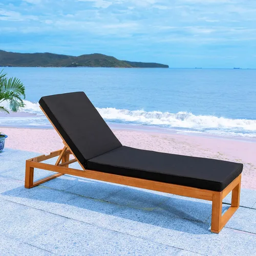 Miniatura 14 de SAFAVIEH Exterior - Solano Chaise Lounge Chair - Marrón y Aqua - Madera maciza con cojín - Diseño de respaldo ajustable - Ideal para patio, terraza