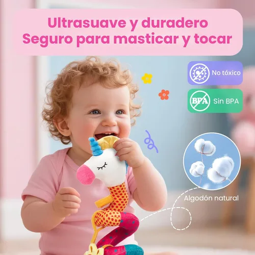 Miniatura 4 de Juguetes de Asiento de Coche hahaland para Bebés de 0 a 6 Meses Niña - Juguetes de Bebé de 3 a 6 Meses - Sonajero, Espejo, Crujiente, Juguetes