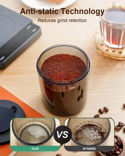 Miniatura 8 de MOKKOM Molinillo de café eléctrico con báscula de café extraíble, molinillo de granos de café cónico antiestático, 31 ajustes precisos para verter