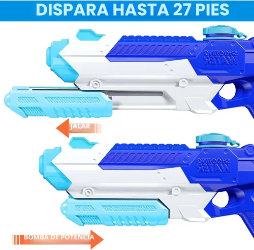 Miniatura 5 de WOLKEK Pistolas de agua para niños y adultos, paquete de 4 pistolas de chorro de alta capacidad de 400 CC de largo alcance, juguetes de piscina