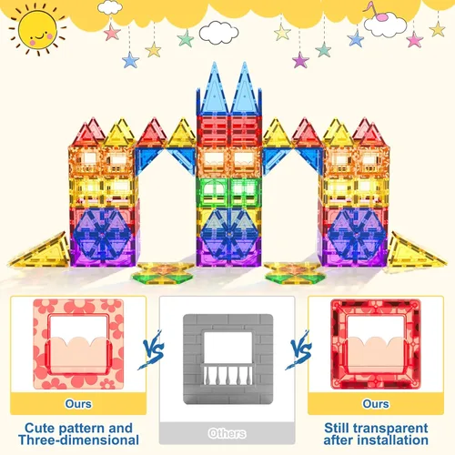 Miniatura 3 de Coodoo 60 PIEZAS Bloques Magnéticos de Construcción para Niños Juguetes STEM Bloques Magnéticos Juguetes Sensoriales Juegos para Niños Imán Juego