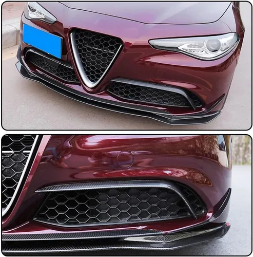 Miniatura 2 de Canards delanteros de fibra de carbono real para Alfa Romeo Giulia Base Sedan 2015-2023 divisor de luz antiniebla Canard parachoques delantero faro