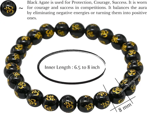 Miniatura 454 de Amazing Gemstone Pulsera de cristal para mujeres y hombres, pulsera de cristal curativo de protección, pulsera elástica con cuentas de piedras