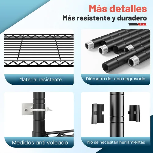 Miniatura 8 de Romorgniz Estantes de almacenamiento de 82 pulgadas de alto x 45 pulgadas de ancho x 18 pulgadas de profundidad con ruedas, estantería de alambre