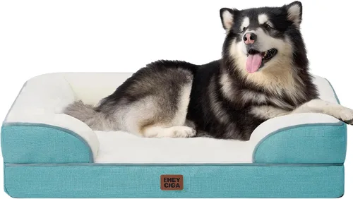 Miniatura 105 de EHEYCIGA - Cama ortopédica para perro grande, impermeable, de espuma viscoelástica y espuma tipo caja de huevos, bordes elevados, antideslizante