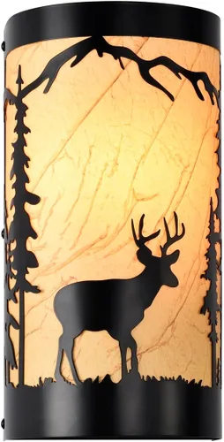 Miniatura 14 de Aplique de pared, apliques de pared de pergamino crema de metal de oso de granja, juego de dos, apliques de pared rústicos negros mate, apliques