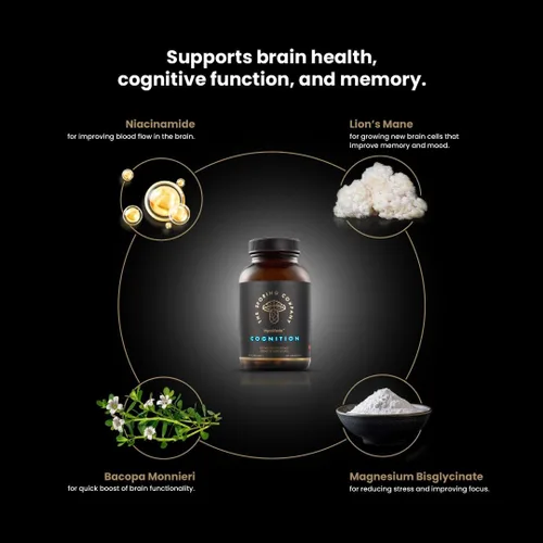 Miniatura 6 de Mycoveda Cognition Lions Mane Hongo, Bacopa Monnieri Suplemento natural para una mejor cognición y concentración