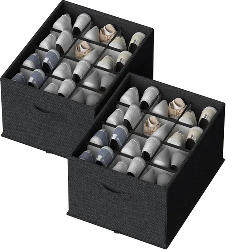 Miniatura 9 de 2 paquetes de organizador de zapatos para armario, se ajusta a 16-32 pares, contenedores de almacenamiento de zapatos de tela, cajas grandes de Beige