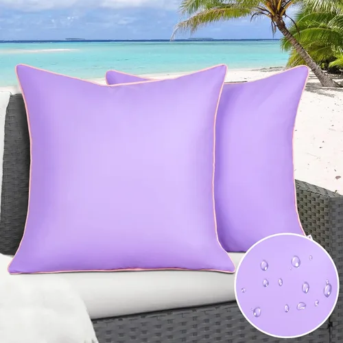 Miniatura 19 de Paquete de 2 fundas de almohada para exteriores de 12 x 20 pulgadas, resistente al agua, de piel de silicona, resistente a los rayos UV, resistente