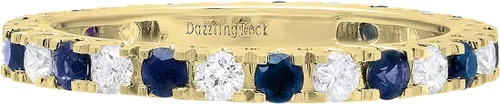 Miniatura 8 de Dazzlingrock Collection 2.3mm Each Alternate Round Blue Sapphire & White Diamond Eternity Wedding Anniversary Ring Band for Her in Gold