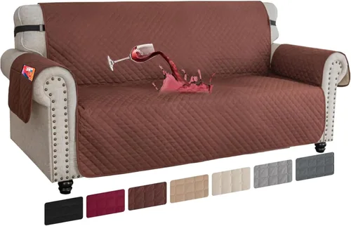 Miniatura 43 de XINEAGE Funda para Loveseat Reclinable Resistente al Agua, Fundas para Loveseat Reclinable de 2 Asientos con Bolsillos, Funda Protectora para Café