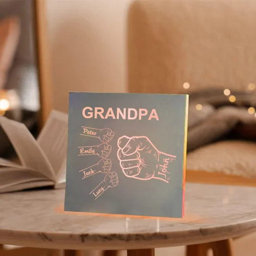 Miniatura 5 de Espejo personalizado con nombre del puño, letrero del día del padre, espejo acrílico personalizado de 1 a 10 nombres, espejo de pared para abuelo
