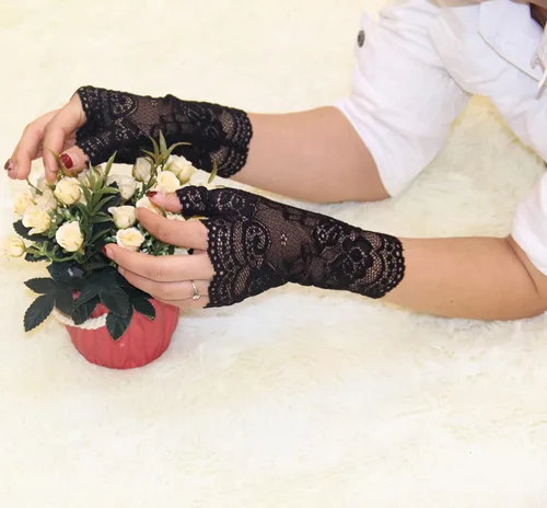 Miniatura 5 de Papoopy Guantes de encaje blanco para mujer, para bodas, fiestas de té, cosplay, disfraces