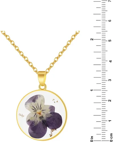 Miniatura 44 de Forget-Me-Not and Queen Anne's Lace Pressed Wildflower Necklace Birth Month Real Flower Necklace Gold/Silver Pressed Flower Jewelry