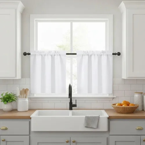 Miniatura 36 de NICETOWN Cenefas de Ventana Opacas con Aislamiento Térmico para Guardería - Paneles de Cortina con Bolsillo para Barra de Decoración del Hogar