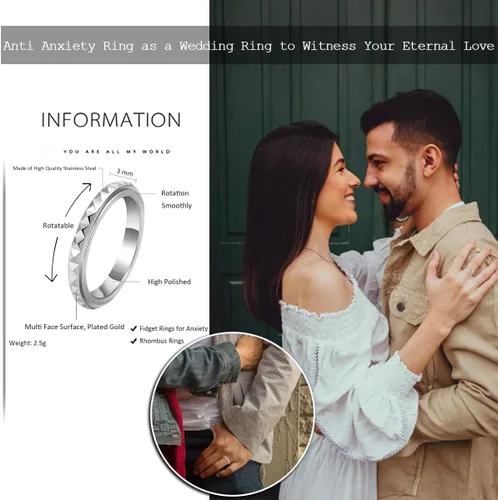 Miniatura 7 de Nanafast Anillos de ansiedad de acero de titanio de 0.118 pulgadas para mujeres y hombres, anillos multifacéticos para ansiedad, anillos giratorios