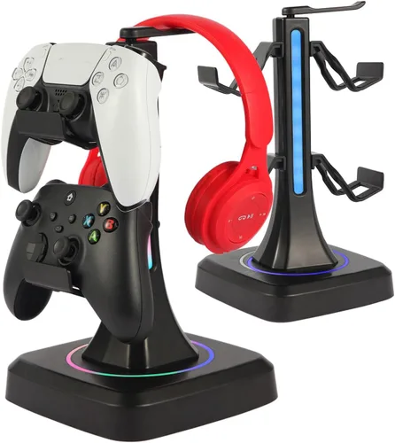 Soporte para auriculares con 10 modos de luz de color, soporte de auriculares RGB para PS5, Xbox, Switch, decoración de sala de juegos, organizador