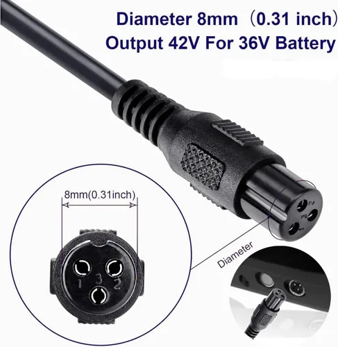 Miniatura 2 de Entrada de cargador de 42V 1.5A 100-240 VCA 42 voltios para batería de carga de repuesto 10S para Pocket Mod, Dirt Quad, cargador de fuente de Gris