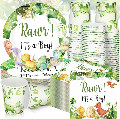 Miniatura 23 de Hushee 200 piezas de platos de papel, servilletas y vasos florales para baby shower, juego de vajilla para fiesta de baby shower, vasos y Rosa