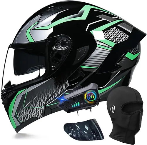 Miniatura 18 de Cascos modulares de motocicleta con Bluetooth, aprobados por DOT, casco de motocicleta de cara completa abatible con doble visera, con altavoces