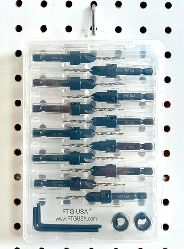 Miniatura 9 de FTG USA Juego de 12 brocas avellanadoras #4 (7/64") para madera con broca cónica