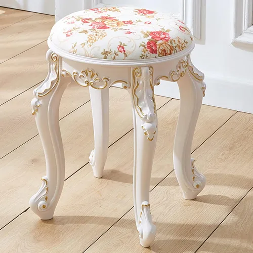 Miniatura 12 de Taburete de tocador, taburete de maquillaje, banco acolchado, asiento de piano en dormitorio, baño, pata de acero de plástico ABS, 16.9 in