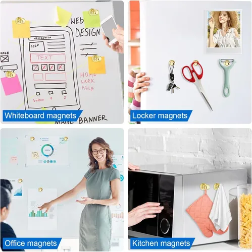 Miniatura 7 de LOVIMAG Imanes para nevera, 16 unidades, pizarra blanca para refrigerador, pequeño imán fuerte, accesorios de cocina, juego de casillero decorativo