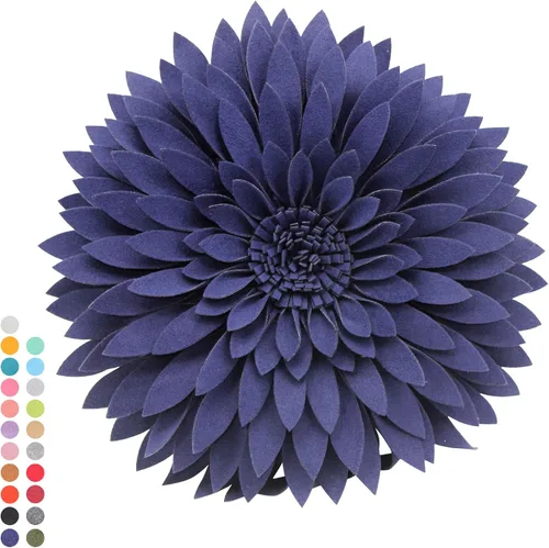 Miniatura 14 de Almohada decorativa 3D de flores de margarita, manta de girasol de 14.5 x 13 pulgadas, decoración redonda para el hogar para sofá y cama