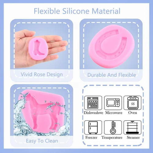 Miniatura 3 de Mujiang Moldes de silicona para caballo, moldes de herradura, moldes de fondant, moldes para botas de vaquero, molde de sillín para decoración