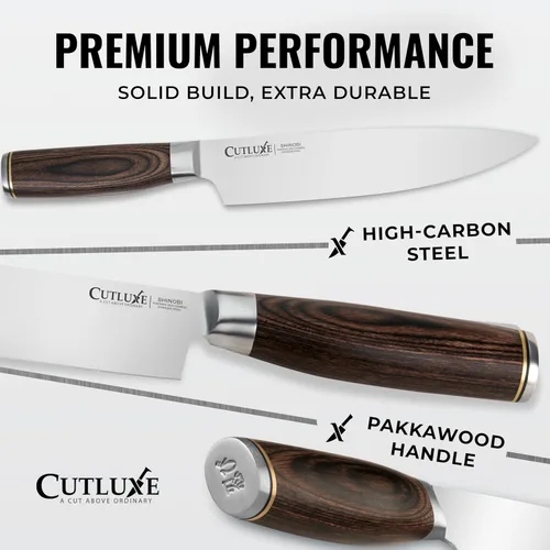Miniatura 2 de Cutluxe Juego de cuchillos de chef de 3 piezas – Cuchillos de cocina japoneses ultra afilados, hojas de acero inoxidable de alto carbono, asas