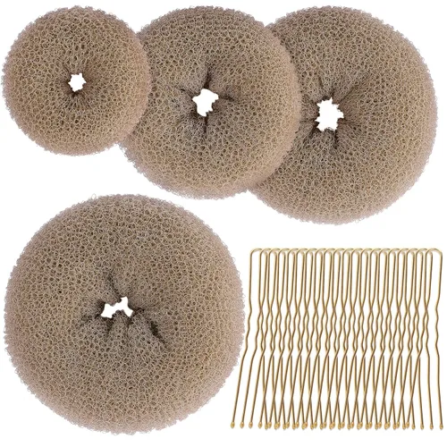 Miniatura 13 de Teenitor Creador de Moños de Cabello para Niñas - Donas para el Cabello, Moño de Ballet en 4 Tamaños, Marrón Claro D-Marrón claro