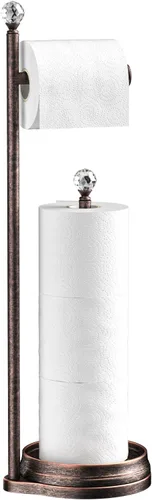 Miniatura 13 de Kasunto Soporte de papel higiénico para baño, almacenamiento de papel higiénico de metal con peso pesado, soporte libre de pie con esfera de F