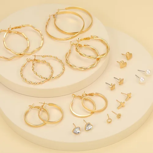 Miniatura 5 de Juego de 84 pares de aretes de oro para mujer, paquete múltiple, aretes de mariposa de circonita cúbica de perlas de moda, aretes hipoalergénicos