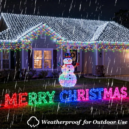 Miniatura 5 de Luces de Navidad de carámbano para exteriores, 60 pies, 612 luces LED con 136 gotas, 12 modos, regulable, temporizador y resistente al agua, 29 V