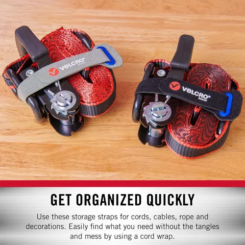 Miniatura 3 de VELCRO Brand Envolturas para cables de alimentación Correas resistentes para cables de extensión, organización de garaje o caravana Ojales