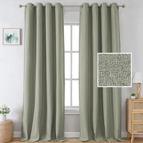 Miniatura 25 de H.VERSAILTEX Cortinas Opacas de Lino de 45 Pulgadas de Largo para Dormitorio/Sala de Estar con Aislamiento Térmico con Ojales, Cortinas con Textura