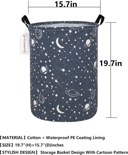 Miniatura 2 de QUEENLALA Cesta de almacenamiento grande, cesta de lavandería, baño, decoración del hogar, cesta de almacenamiento redonda plegable, para niños