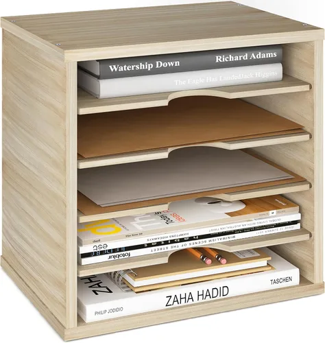 Miniatura 10 de Ballucci Organizador de archivos, clasificador de papel, estantes ajustables de 5 niveles, organizador de escritorio de oficina, 13 5/8 x 9 1/4 x 12